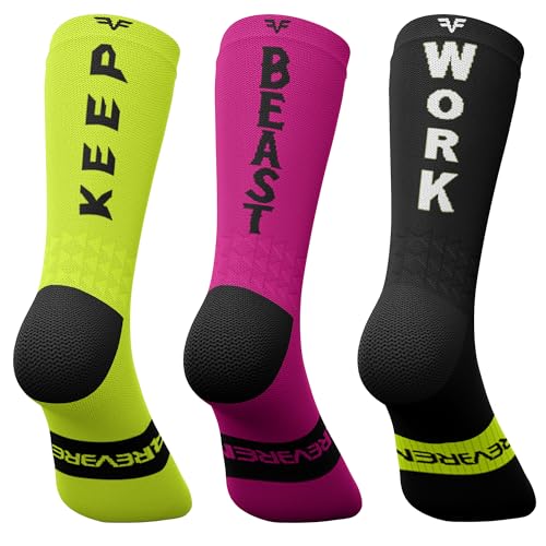 IRREVERENT Pack de 3 Calcetines Deportivos Compresivos y Altos para Running, Crossfit, Ciclismo, Pádel, Baloncesto - Fabricado en España.