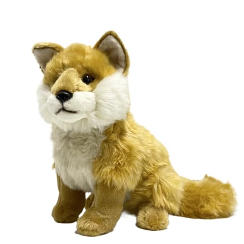 Peluche renard réaliste assis, le cadeau d'anniversaire idéal
