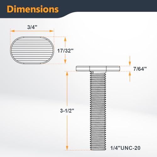 Image of POWERTEC 1 /4 inch-20 T Track Bolts 20 Pack for T Track, 3-1 /2 Inch Long T Slot Bolts for Universal T Track, T Track Accessories for Woodworking Jigs and Fixtures (QTB1006)