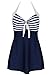 Kiddom Women Vintage Sailor Pin Up Skirted Swimsuit Halter Stripes Beach Dress Plus Size