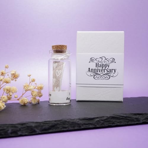 4th Anniversary Linen with Hearts Mini Bottle Keepsake – Handmade Wedding Anniversary Gift with Linen Fabric – Miniature Sentimental Gift for Husband, Wife or Couple - Image 5