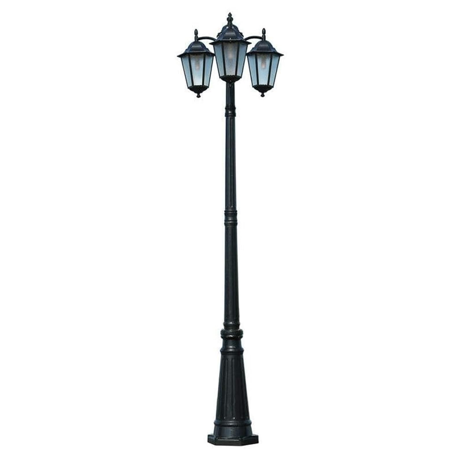 QUSYZD Solar Post Lights Outdoor Lamp Post Light, Outdoor Lamp Post Light - Triple-Head,Waterproof Street Light with Frosted Glass Lampshade, Anti-Rust Aluminum Led,Black-Height 200cm