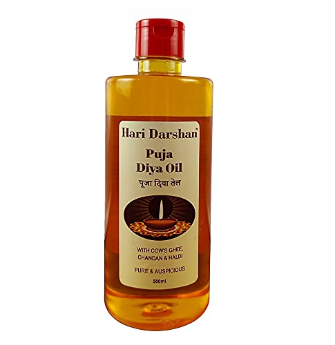 Hari Darshan Puja Diya Oil- 500ml | Deepam Oil for Pooja | Lamp Oil with Cow Ghee, Sandalwood and Haldi for Daily Pooja