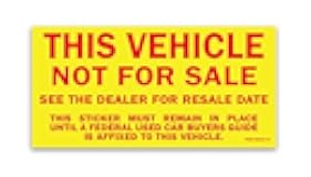 Generic Vehicle Not for Sale Vinyl Stickers - Clear Adhesive Labels for Automotive Compliance - 2-3/4