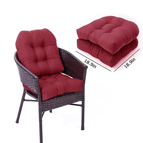 Seahome 2Pcs Rocker Cushions Replacement Outdoor/Indoor, Washable Waterproof Soft Tufted Swivel Rocker Chair Seat Cushion,For Recliner Rattan Folding Chair Garden Patio Mat (Burgundy) #TOP1