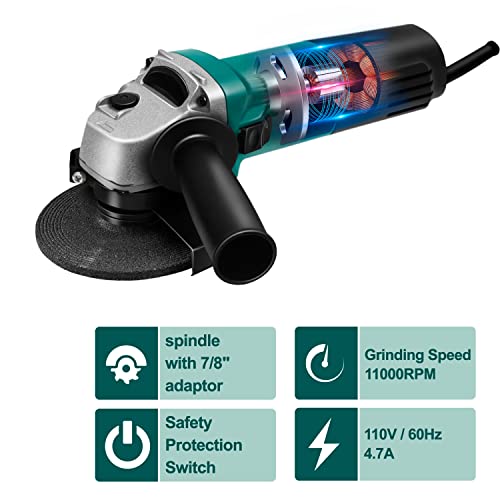Kinswood Heavy Duty Cut Off Angle Grinder 4.5" 4-1/2" 11500 Rpm W/ 2 Wheels #TOP2