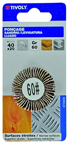 Tivoly Xt10152015029 Lamellen-Rad für Bohrmaschine, Ø 40 x 20, Grain60 Scheiben, schneller Wechsel