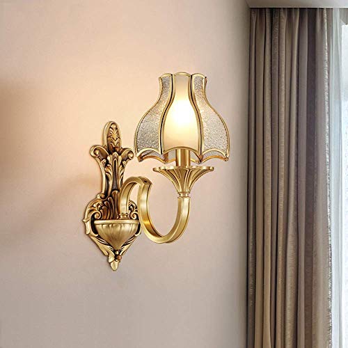 Lámpara de pared de estilo europeo en oro y cobre para salón de gama alta