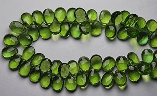 Quartz vert perroquet poire briolette 7x10mm pour création bijoux