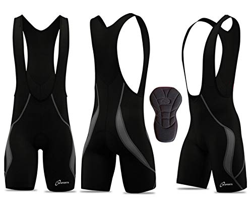 3S SPORTS Men's Cycling Bib Shorts Cool Max Padded Tights Racing Biking Sports Bibs Short Summer Bicycle Apparel Clothing Black/Grey