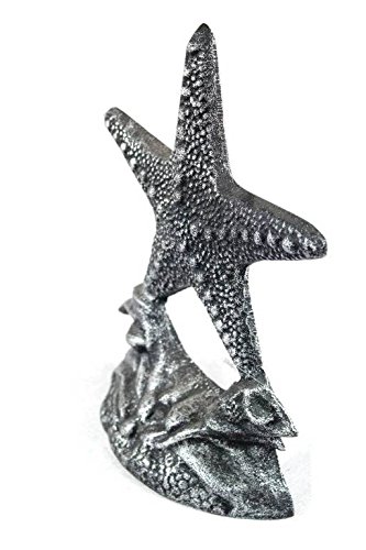 Hampton Nautical K-0155-Silver Cast Iron Starfish Door Stopper, 11", Antique Silver #TOP1