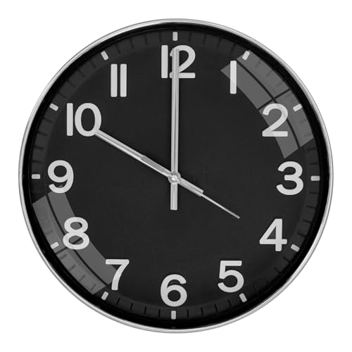 Image of TEKCOOL Digital Wall Clock 12 inch Silent Quartz Decorative Non-Ticking Classic Clock Battery Operated Round Easy to Read for Room /Home /Kitchen /Bedroom /Office /School (Black Silver)'