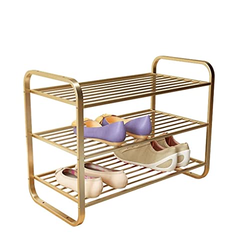 Organizador de zapatos de metal de 3 niveles para el armario del hogar, entrada, elegante y compacto, solución de almacenamiento de zapatos