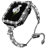 Picture of VIQIV Bling Band and Cover Compatible with Apple Watch Band 38mm 40mm 41mm 42mm 44mm 45mm iWatch SE Series 7 6 5 4 3 2 1 for Women, Cute Luxury Dressy Metal Bracelet with Rhinestone Bumper Case