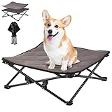 KingCamp Elevated Dog Bed for Small Dogs, Outdoor Raised Cooling Pet Cot Bed with Washable Breathable Mesh & No-Slip Feet Perfect for Camping, Backyard, Indoor Use (S, Black)