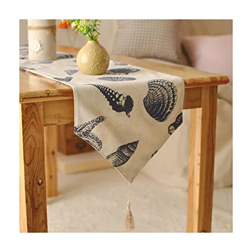 Chemin de table de mariage en lin et coton motif coquillage haut de gamme