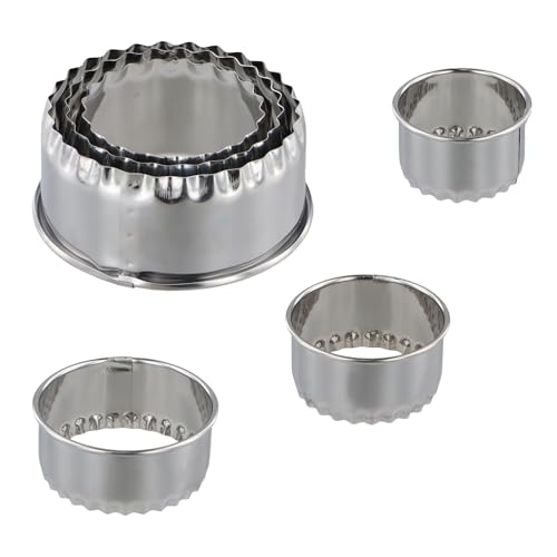Hoxfly Emporte Pieces, 3 PCS Kit Tartelette Biscuit Confiture, Moule à Biscuits en Acier Inoxydable pour Pâtisserie, Mini Cercle a Tarte en Métal pour Cuisine, Beignet, Décoration de Gâteau (Argent)
