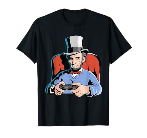 Abraham Lincoln Playing Video Games Historical Gamer Gaming T-Shirt