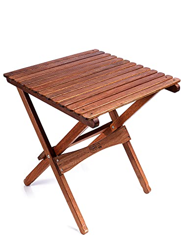 BYER OF MAINE Pangean Folding Wooden Table, Large, Hardwood Portable Table, Multi Use Table, Easy to Fold and Carry for Camping, Wooden Camp Table, Use Indoors, Match Pangean Furniture, 20"Lx20"Wx22"H