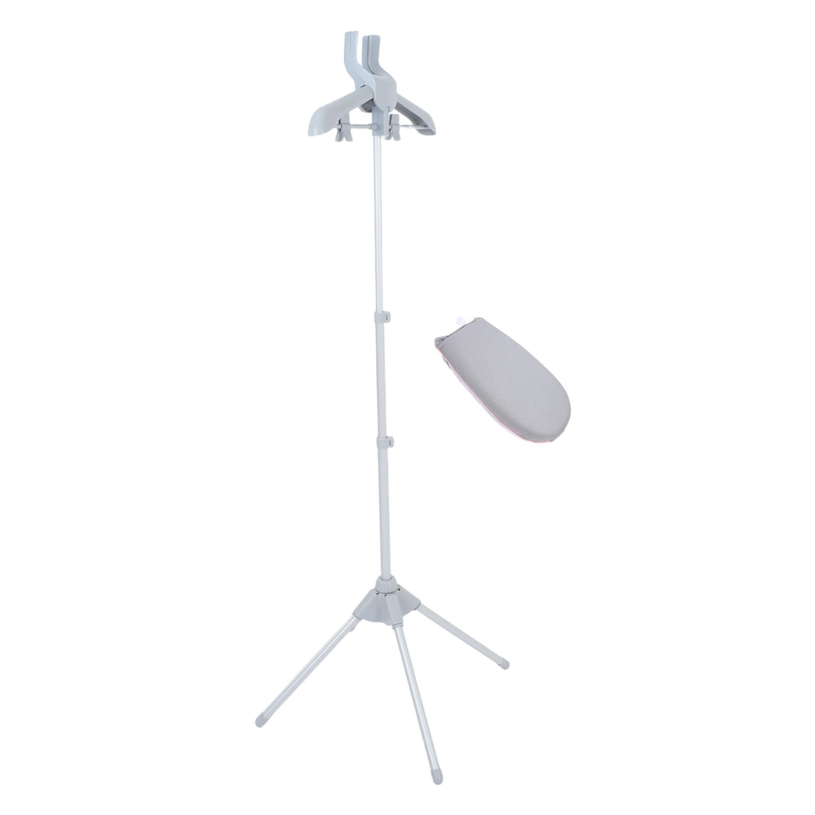 CHILDWEET 1set Portable Adjustable Garment Steamer Rack Telescopic Folding Ironing Stand Clips for Pants Jeans Skirts Quick Setup and Versatile Clothes Steaming