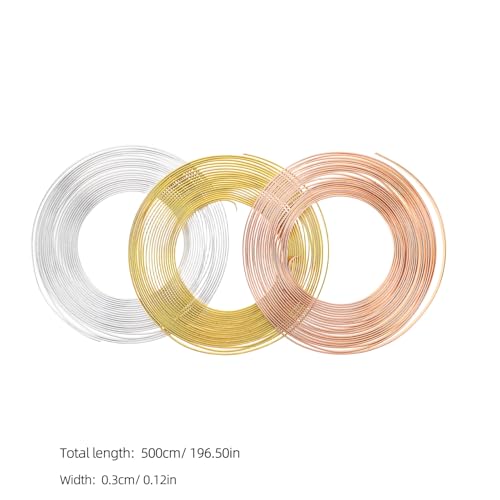 Alambre plano de aluminio de 3x1 mm, juego de 3 piezas de 5 metros para artesanía 2