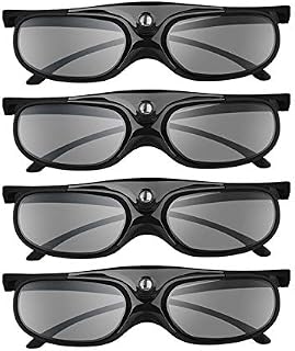 BOBLOV 144Hz DLP Link 3D Glasses 4 Pack, Rechargeable 3D Active Shutter Glasses for All 3D DLP Projectors, Compatible with Optoma, Samsung, BenQ, Dell, Acer, Vivitek, NEC, Sharp (Black)