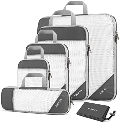 Gonex Compression Packing Cubes for Travel, Mesh Bags Luggage Organizers