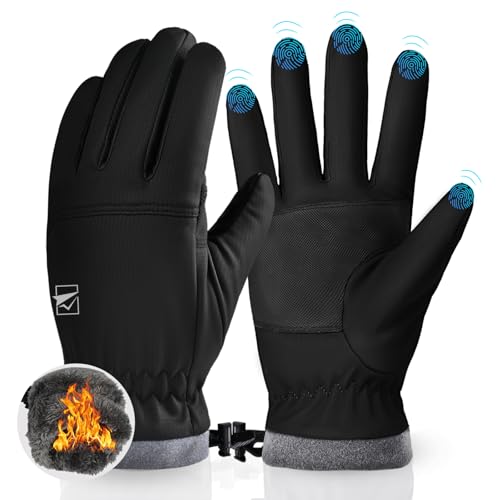 YCQQPRO Winter Thermal Gloves for Men Women, Warm Windproof Running Gloves, Thickened Fleece Lining, Anti-Slip Touchscreen Gloves for Outdoor Ski, Cycling, Hiking, Walking, Riding, Driving