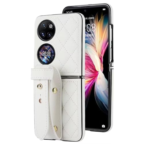 Coque Huawei P50 Pocket anti-choc avec dragonne blanche pour femme active