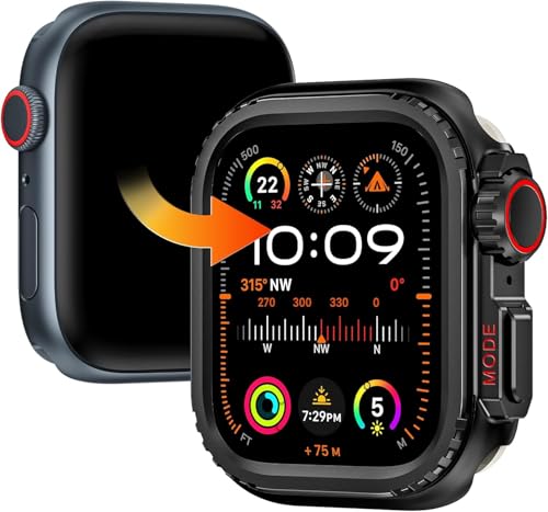 Ya en manzanajugosa.com: Juaupepo Carcasa de metal para Apple Watch de 1.732 pulgadas Series 6/5/4/SE, convierte 44 mm en Ultra, protección de pantalla de borde elevado, uso diario, deportes/fitness, actividades al aire libre