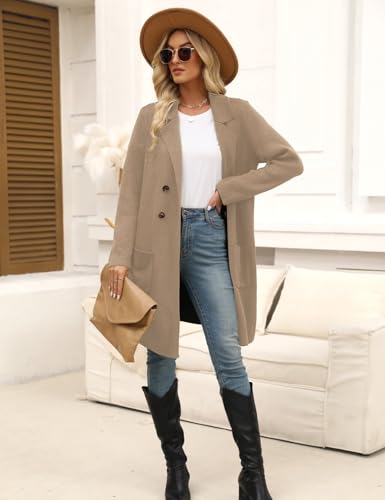 Image of CiCiBird Women Fall Long Cardigan Sweater Trendy Knit Jacket Coat Dressy Blazer Coatigan