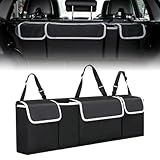 Auto Kofferraum Organizer,Faltbarer Aufbewahrungstasche mit 4 Taschen,Wasserdichte Rücksitz Kofferraumtasche Auto,Autotasche Kofferraum mit Klett,Kofferraum Organizer Rückbank für SUV,Pick-ups & Vans