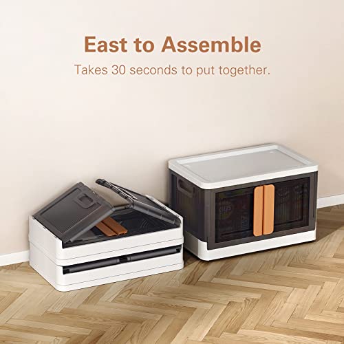Cocoduck Plastic Storage Bin 2 Pack, 34 Qt./9 Gallon Stackable Storage Bin, Folding Storage Bin, Storage Box #TOP2
