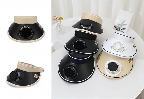 Solar Panel Powered Cooling Rotate Fan Visor Hats Ponytail Wide Brim3