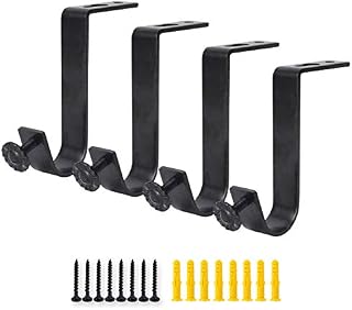 AddGrace 4 PCS Ceiling Mount Curtain Rod Bracket Heavy Duty Vintage Curtain rod Holder for 1" Rod (Black)