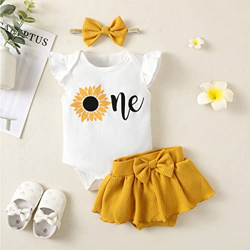 Aslaylme Baby Girl 1St Birthday Outfit First Birthday Clothes One Year Old Birthday Sunflower Skirt Set (Yellow,12-18 Months) #TOP2