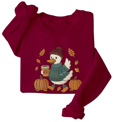 Cozy Autumn Coffee Sweatshirt Fall Duck Hoodie Fall Pumpkin Shirt Pullover Tops