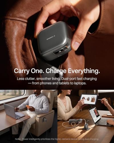 Image of TORRAS FlexLine Pro 60W USB C Charger Block with Retractable Cable, Grey