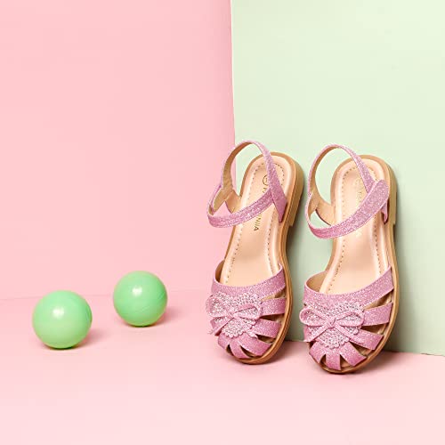 PANDANINJIA Vicky Girls Sandals Toddler/Little Kid Closed-Toe T Strap Flats Dress Sandals Summer Shoes2