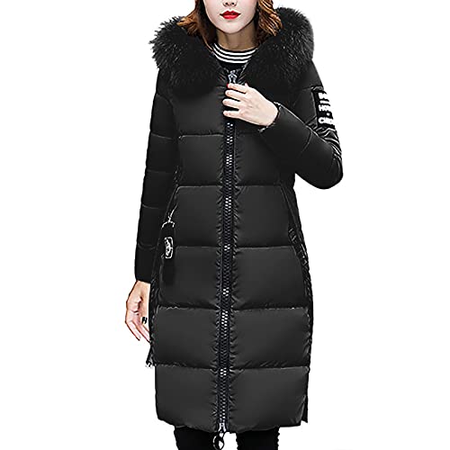 Kcdigr Winter Coats For Women Long Quilted Puffer Coat Fashion Zip Up Hooded Down Jackets Thickened Outerwear With Fur Trim #TOP7