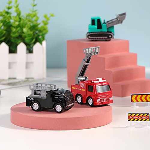 Meland Construction Toy Trucks - 8 Mini Boys Car Toys With Police Cars, Fire Rescue Cars, Playmat & Road Signs, Toddler Car Toys For Boys Age 3,4,5,6 Year Old Birthday Christmas #TOP3