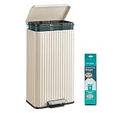 SONGMICS Mülleimer Küche, 30 L Tretmülleimer, Softclose, aus Stahl