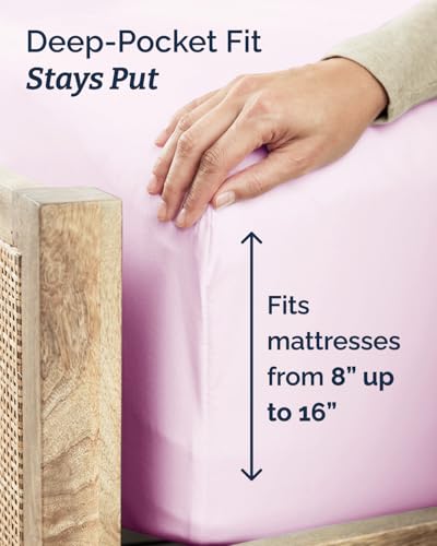 Image of Twin 4 Piece Bed Sheet Set - Soft, Breathable & Cooling Sheets - Light Pink | Ultra Soft Hotel Luxury Bedding Set with 8-16 Inch Deep Pockets, 1 Flat & 1 Fitted Sheet & 2 Pillowcases, Wrinkle & Fade Free