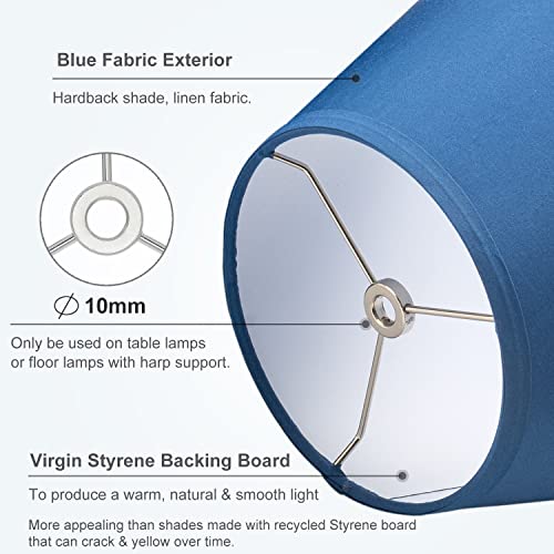 Navy Blue Lamp Shades Set Of 2, Small Fabric Lampshade Replacement For Table Lamps, Hand Craftedn Barrel Spider Lamp Shade With 2 Pack Lamp Harp And Finial, 6X10X7.5 Inch #TOP2