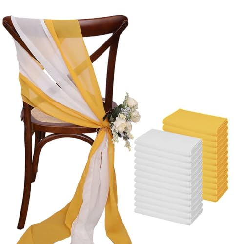 Generisch 30 STÜCKE (15er-Set) 30 * 275 cm Salbeigrüne Chiffon-Stuhlschärpen für Hochzeitsdekorationen Chiffon Vertikale Stuhlvorhänge Tüll-Stuhlhusse