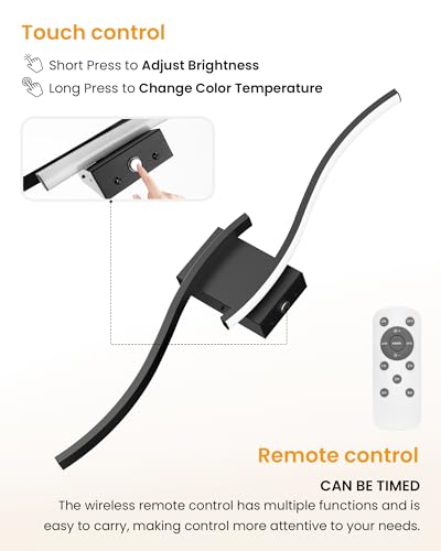 Image of NIORSUN 27.6 Inch Battery Operated Wall Sconce Set of 2, Black Modern Rechargeable Wall Lights with Remote, 3CCT Dimmable Wireless Wall Lamp for Living Room Bedroom Hallway