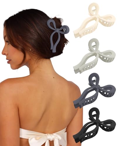 4 PCS Bow Hair Claw Clip for Women, 5.1" Big Claw Clips for Thick Hair