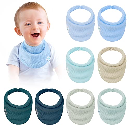 Delamiya Musselin Halstuch Baby, 8 Stück Dreieckstuch Baby Musselin, Weiche Absorbierende Musselin Halstüch Lätzchen mit 4 Verstellbares Druckknopf, Sabberlätzchen Baby für Kleinkinder, Jungen Cover
