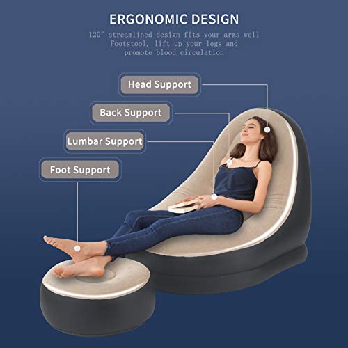 EchoSmile Inflatable Leisure Sofa, Family Folding Lounger with Inflatable Foot Cushion