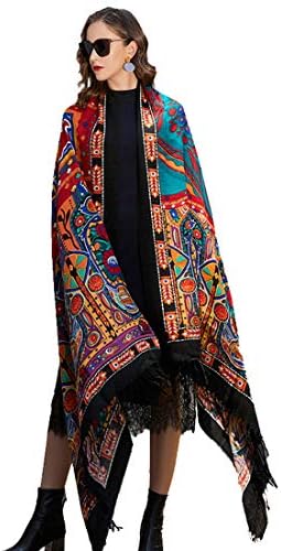 DANA XU 100% Pure Merino Wool Oversized Extra Large Cashmere Pashmina Warm Floral Scarf Shawl And Wrap Dupatta For Women